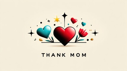 Mother's Day card with hearts and flowers