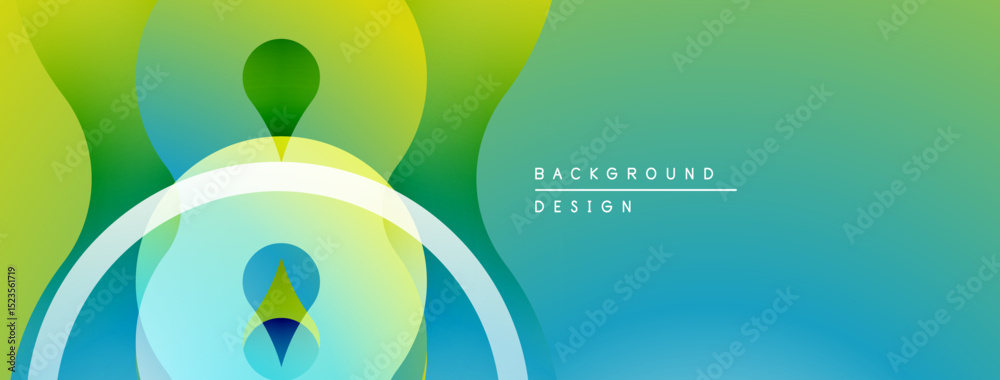 Poster Abstract colorful design. Overlapping shapes create dynamic visual effect. Gradient hues blend seamlessly, offering modern aesthetic.