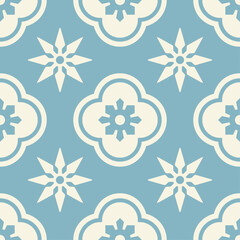 Aqua Blue and Mint Green Vintage Tile Pattern Set – Mediterranean Decorative Vector