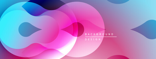 Abstract fluid shapes, vibrant colors blend. Pink, blue, purple gradients create modern design. Smooth transitions, dynamic composition.