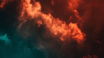 Fiery celestial clouds above teal expanse