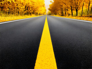 Autumn Road Landscape Illustration