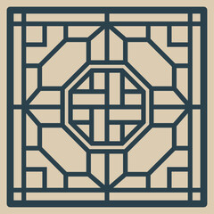Traditional Korean Style Tile Pattern Set – Vintage Geometric and Floral Vector Design