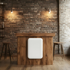 Wooden Reception Desk 3D Illustration
