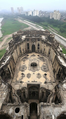 Aerial View of Ruined Palace, Architectural Remains