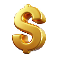 Obraz premium Golden dollar sign 3d render isolated on transparent background