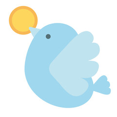 青い鳥、お金、コイン、金貨