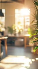 Cozy Home Interior with Yucca Plant and Sunlight Ideal for Bloggers and Designers