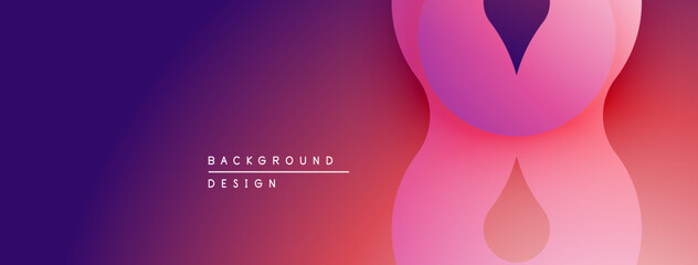 Abstract gradient background. Smooth shapes overlap, creating dynamic visual effect. Pink, purple hues dominate composition. Modern design element.