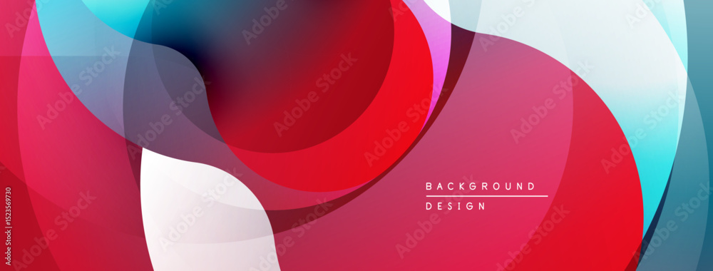 Aufkleber abstract fluid shapes overlap, creating vibrant color gradients. red, blue, white hues dominate comp