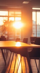 Golden hour in the modern office perfect for work and team collaboration