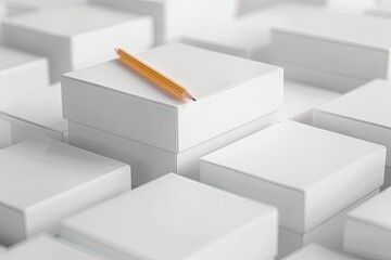 Clear Pixel Picture of a Set of White Boxes with a Pencil on the Top