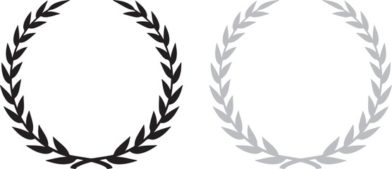 laurel, wreath, wreaths, laurel wreath, leaf, leaves, circle, circular, frame, border, award, achievement, honor, victory, winner, success, emblem, badge, icon, element, design element, silhouette, bl