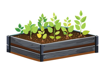 Dark Raised Garden Bed with Greens