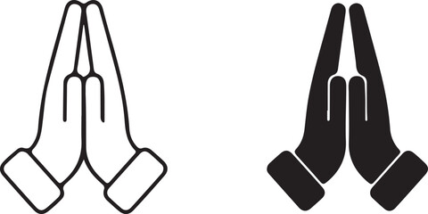 hand gestures, clapping, prayer, hands, silhouette, outline, black and white, icon, vector, illustration, applause, respect, thank you, agreement, 