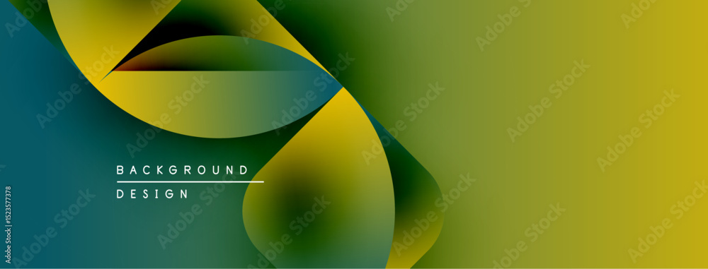 Poster abstract gradients blend, creating dynamic shapes. yellow, green, teal hues dominate design. text re
