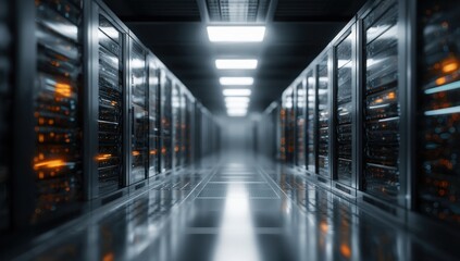Obraz premium Server room interior, modern technology