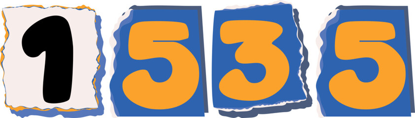 1535 Retro torn paper number Design art
