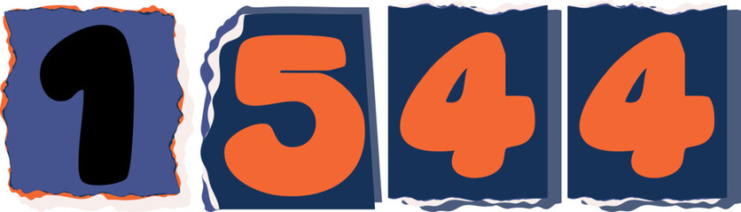 1544 Retro torn paper number Design art