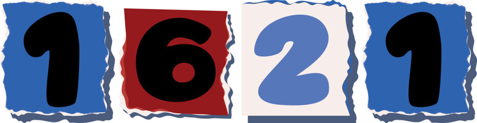 1621 Retro torn paper number Design art