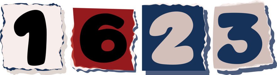 1623 Retro torn paper number Design art