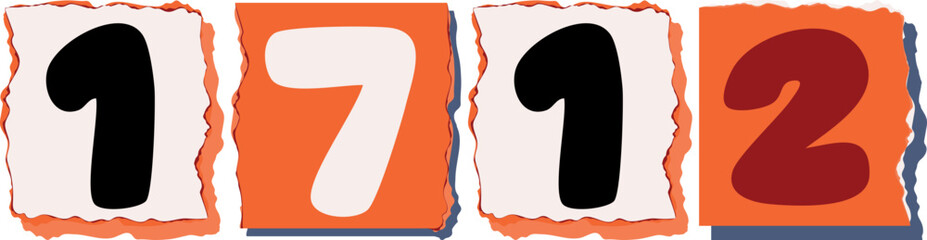 1712 Retro torn paper number Design art