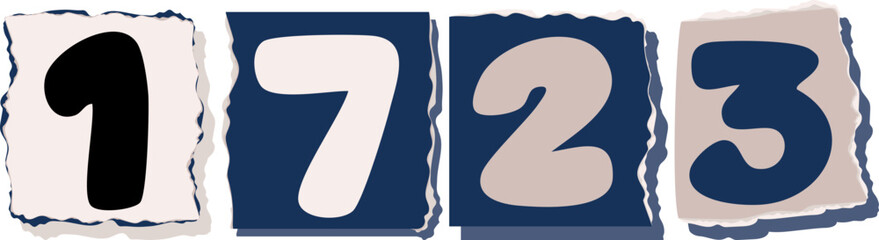 1723 Retro torn paper number Design art