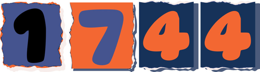 1744 Retro torn paper number Design art