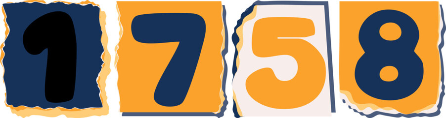 1758 Retro torn paper number Design art