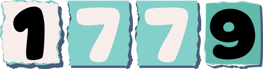 1779 Retro torn paper number Design art