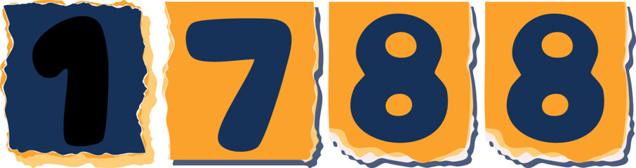 1788 Retro torn paper number Design art