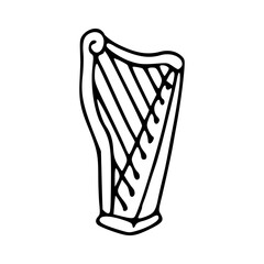 Irish harp line art vector illustration
