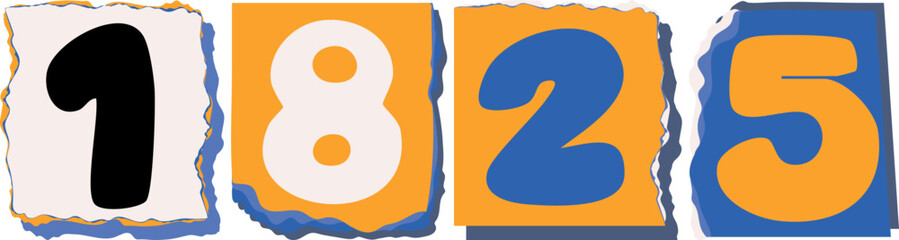 1825 Retro torn paper number Design art