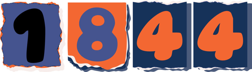 1844 Retro torn paper number Design art