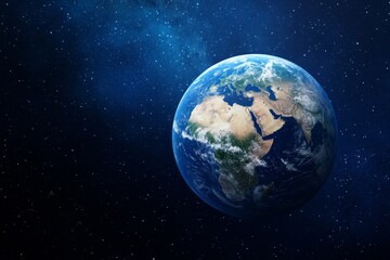 Planet Earth From Space - Stunning view of planet Earth from outer space, showcasing continents and oceans against a backdrop of stars