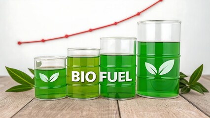 A clear upward trajectory symbolizes the increasing value and adoption of biofuel in modern industries, reflecting a dynamic global commitment to eco-friendly energy solutions and future design