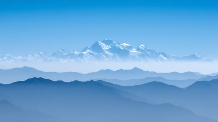Layers of mountains under a blue sky