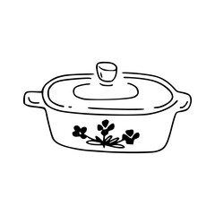 hand-drawn covered dish icon