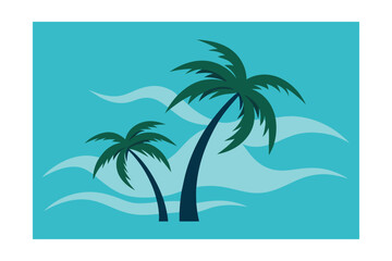 Obraz premium Tropical Paradise Palm Trees Swaying in Gentle Ocean Breeze