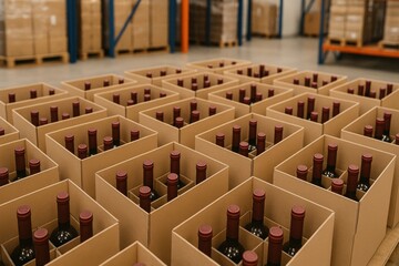 Organizing Wine Bottles for Shipping in a Warehouse Business Environment Logistic Operations
