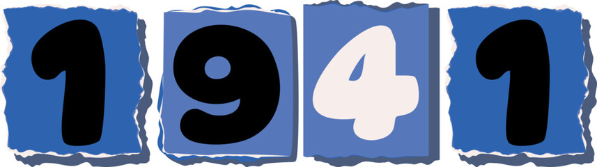 1941 Retro torn paper number Design art