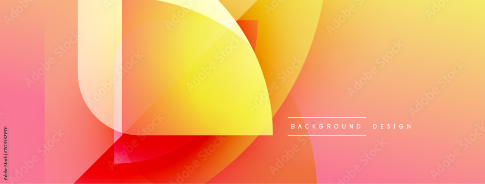 Aufkleber Abstract geometric shapes overlap, creating vibrant gradient effect. Warm colors dominate composition, suggesting energy, dynamism.