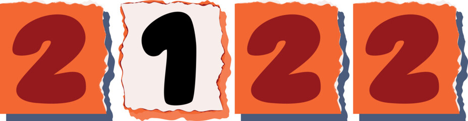 2122 Retro torn paper number Design art