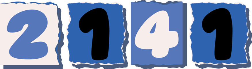 2141 Retro torn paper number Design art