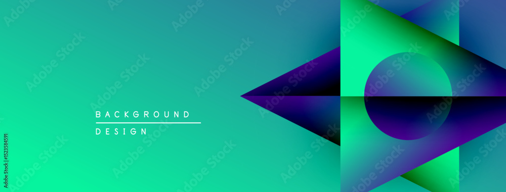 Leinwandbilder Abstract gradient background. Geometric shapes overlap creating dynamic visual effect. Teal, purple hues dominate composition. Modern design element.