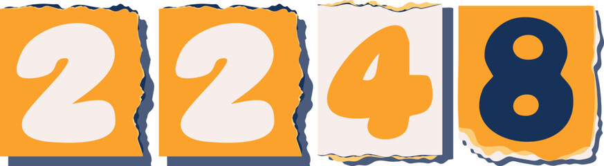 2248 Retro torn paper number Design art