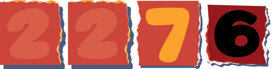 2276 Retro torn paper number Design art