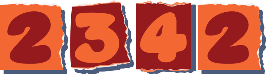 2342 Retro torn paper number Design art