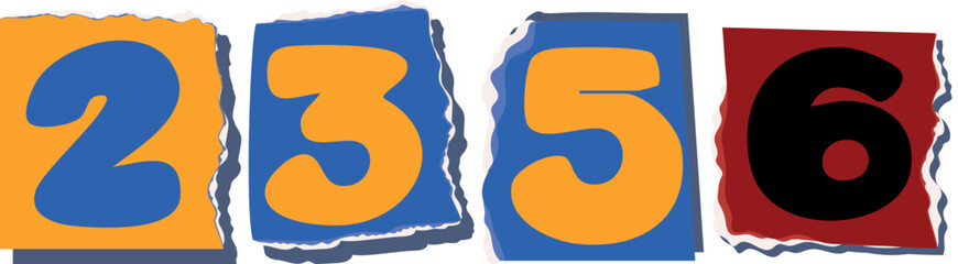 2356 Retro torn paper number Design art