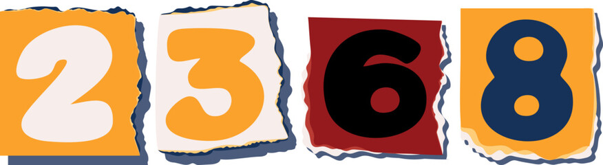 2368 Retro torn paper number Design art